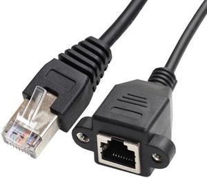 Cablecc CY UT-011-BK 30cm 8P8C FTP STP UTP Cat 5e Male to Female Lan Ethernet Network Extension Cable with Panel Mount Holes