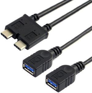 Jimier CY UC-020 Dual Cable USB 3.1 Type-C to 3.0 A Female OTG Data Cable for New 13 inch Macbook Pro