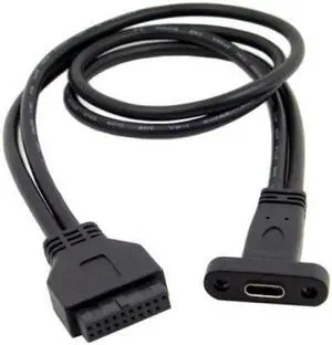 Jimier Cable Single Port USB 3.1 Type C USB-C Female to USB 3.0 Motherboard 19pin Header Cable 40cm