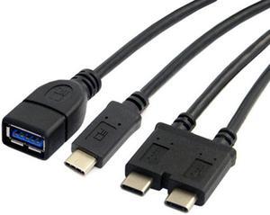 HKCY UC-019 Dual Cable USB 3.1 Type-C to USB-CUSB 3.0 Female OTG Data Cable for New 13 inch Macbook Pro