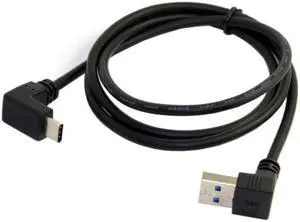CYSM USB 3.1 USB-C Reversible Angled to 90 Degree Up Angled A Male Data Cable for Macbook & Tablet & Phone