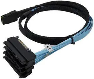 KAIBOXIXI Internal 36 Pin Mini SAS SFF-8087 Host to 4 SFF-8482 Target SAS Hard Disk and SATA Power Cable 100cm