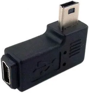 Jimier Cable Mini USB 2.0 5P Male to Female M to F Extension Adapter 90 Degree Left Angled