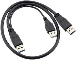 Jimier Cable super speed USB 3.0 power Y cable two A Male to USB Male for external Hard Disk