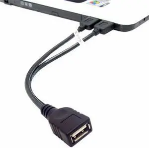 Xiwai Cable Black USB 2.0 Female A to Dual A Male Extra Power Data Y Extension Cable for 2.5" Mobile Hard Disk