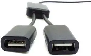 CYSM Black USB 2.0 Dual Ports Hub Cable Bus power For Laptop Macbook Notebook PC & Mouse & Flash Disk
