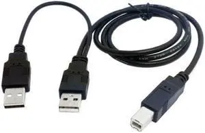 Cablecc CY U2-073 Dual USB 2.0 Male to Standard B Male Y Cable 80cm for PrinterScannerExternal Hard Disk Drive