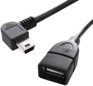 KAIBOXIXI USB 2.0 A Female OTG to Left Angled 90 Degree Mini B Male Cable 10cm