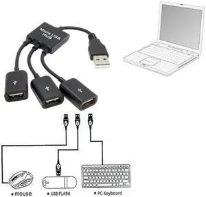 KAIBOXIXI USB 2.0 to 3 Ports Hub Cable Bus power For Laptop Macbook Notebook PC & Mouse & Flash Disk