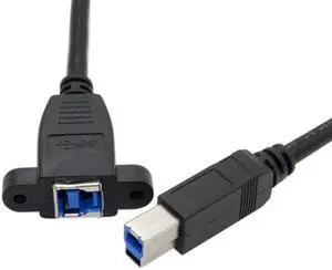 CYSM Super Speed USB 3.0 Back Panel Mount B Female To Male B Type Extension Cable 0.5m