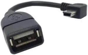 Cablecc CY U2-012-RI USB A Type Female OTG to Right angled 90 Degree Mini B Male Cable 10cm