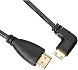 Jimier Cable 90 degree right angled Type Mini HDMI Male to HDMI Male stretch spring CABLE 4ft