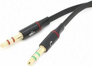 CYSM Black Dual 3.5mm Male to Single Female Headphone Microphone Audio Splitter Cable for Cell Phone & Tablet & Laptop