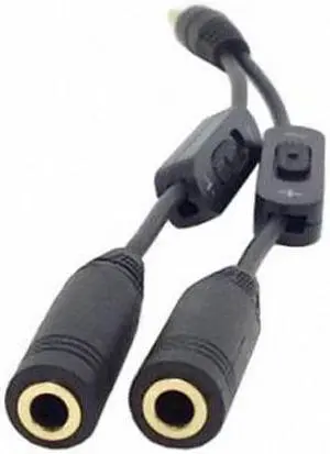 Jimier Cable Black 3.5mm Stereo Male to Double 3.5mm Female Audio Headphone Y Splitter Cable with Volume Switch