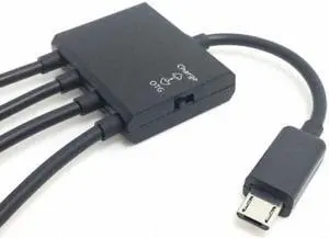 Jimier Cable Micro USB Host OTG 3 Port Hub Adapter Cable with Power for Galaxy S5 i9600 Note3 N9000 Cell Phone & Tablet