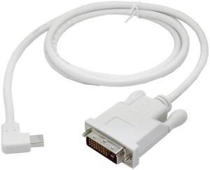 Chenyang DP-027-LE White color Left Angled 90 degree Mini DisplayPort DP Male Source to DVI Male Sink Monitor Cable 5ft 1.5m