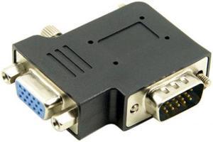 Chenyang DB-002-RI Vertical Flat Right Angled 90 Degree VGA SVGA Male To Female extension Adapter BK