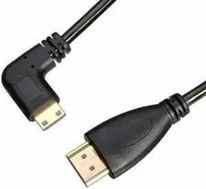 Jimier Cable 90 degree left angled Type Mini HDMI Male to HDMI Male stretch spring CABLE 1.2m