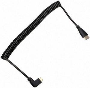 Chenyang Cable 90 degree left angled Type Mini HDMI Male to HDMI Male stretch spring CABLE 1.2m