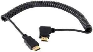 Jimier Cable 90 Degree Right Angled HDMI to HDMI Stretch Spring Cable for HDTV DVB DVD PC 1.2m