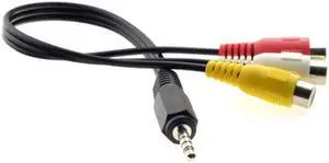 KAIBOXIXI 3.5mm 1/8" Male Stereo Car AUX to 3 RCA AV Female Cord Audio Video Composite Cable 20cm