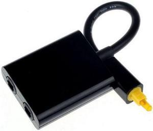 Jimier Cable Dual Port Toslink Digital Optical Audio Splitter Adapter  Fiber Optic Audio Cable 1 In 2 Out Black