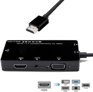 Jimier Cable HDMI to VGA/Audio/HDMI/DVI 4in1 Dongle Adapter Multiport Splitter Converter For PS3 HDTV PC Monitor Projector