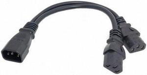 Chenyang PW-037 Single C14 to Dual C13 5-13R Short Power Y Type Splitter Adapter Cable Cord