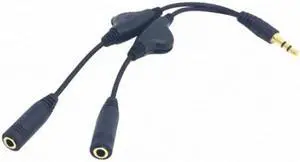 Jimier Cable 3.5mm Stereo Male to Double 3.5mm Female Audio Headphone Y Splitter Cable with Volume Control Switch