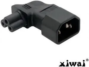 Xiwai IEC 90 Degree Adapter 3 Poles Male C14 to Micky C5 Right Angled Extension Power Adapter