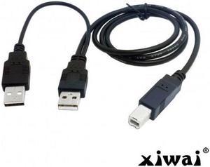 Xiwai Dual USB 2.0 Male to Standard B Male Y Cable 80cm for Printer & Scanner & External Hard Disk Drive