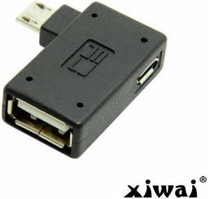 Xiwai 90 Degree Left Angled Micro USB 2.0 OTG Host Adapter with USB Power for Galaxy S3 S4 S5 Note2 Note3 Cell Phone & Tablet