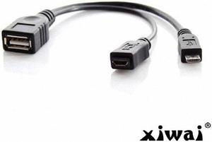 Xiwai Black Color Micro USB 2.0 OTG Host Flash Disk Cable with Micro USB power for Galaxy S3 i9300 S4 i9500 Note2 N7100 Note3 N9000 & S5 i9600