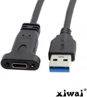 Xiwai USB-C Type C Female to USB 3.0 A Male Data Cable USB 3.1 20cm with Panel Mount Screw Hole Xiwai USB-C Type C Female to USB 3.0 A Male Data Cable USB 3.1 20cm with Panel Mount Screw Hole