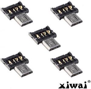 Xiwai 5pcs Ultra Mini DM Micro USB 5pin OTG Adapter Connector for Cell Phone Tablet & USB Cable & Flash Disk