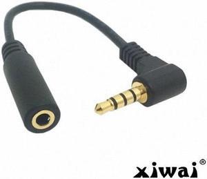 Xiwai 90 degree right angled 3.5mm 4 poles Audio Stereo Male to Female Extension Cable 10cm Black