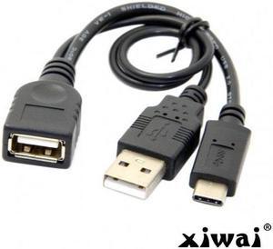 Xiwai USB-C Type-C USB 3.1 to USB 2.0 Female OTG Data Cable with Power for Cell Phone & Tablet & Laptop & Macbook Pro