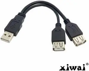 Xiwai USB 2.0 A Male to Dual Data USB 2.0 A Female + Power Cable USB 2.0 A Female Extension Cable 20cm