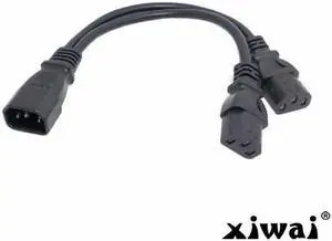 Xiwai Single C14 to Dual C13 5-13R Short Power Y Type Splitter Adapter Cable Cord