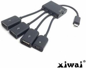 Xiwai Micro USB Host OTG 3 Port Hub Adapter Cable with Power for Galaxy S5 i9600 Note3 N9000 Cell Phone & Tablet