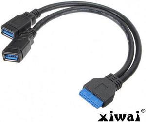 Xiwai 2 ports USB 3.0 Female to Motherboard 20pin Header cable for front panel 20cm