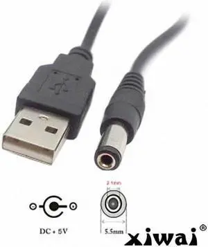 Xiwai USB 2.0 A TYPE MALE TO 5.5mm DC power Plug Barrel Connector 5v cable 80cm