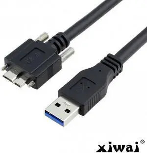 Xiwai 100cm USB 3.0 A type Cable Male to Micro USB 3.0 B Male with Mount Panel Screws for Hard Disk Mobile Phone