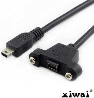 Xiwai Panel Mount Type Mini USB 5Pin Male to Female Extension Adapter Cable with Screws 50cm