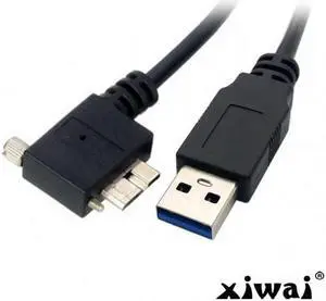 Xiwai 1.2m 90 Degree Right Angled Micro USB Screw Mount to 3.0 Data Cable for Industrial Camera