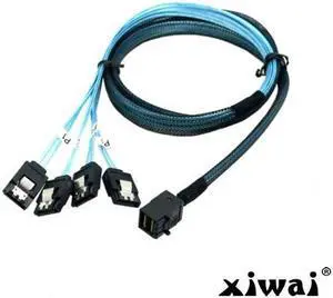 Xiwai Mini SAS SFF-8643 Host Internal to 4 SATA 7pin Target Hard Disk 6Gbps Data Server Raid Cable 1m