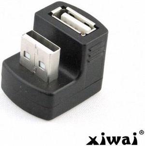 Xiwai Right Angled USB 2.0 Adapter A Male to Female Extension 90 180 Degree Black
