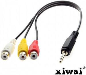 Xiwai 3.5mm 1/8" Male Stereo Car AUX to 3 RCA AV Female Cord Audio Video Composite Cable 20cm