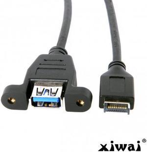 Xiwai Front Panel Header USB 3.1 to USB 3.0 Type-A Female Extension Cable 50cm Panel Mount Type