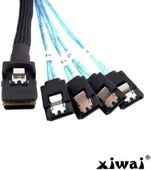 Xiwai MINI SAS 4i SFF-8087 36P To 4 SATA 7Pin HDD Hard Disk internal cable 1m